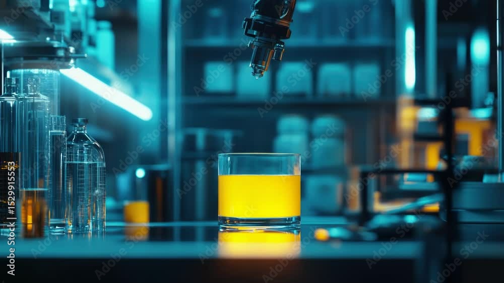 Poster a clear glass filled with a transparent liquid sits on a countertop, ready for use