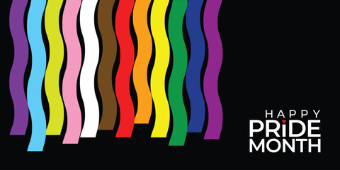 Vector banner with LGBTQ flag for Social media posts, stories, websites. LGBT rainbow symbol poster template. Colors for the celebration of pride month. Pride Day