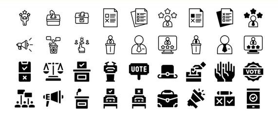 Election Voting Campaign Political Icons Glyph Set