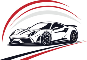 Naklejka premium minimalist hypercar silhouette logo on a white background 2.eps