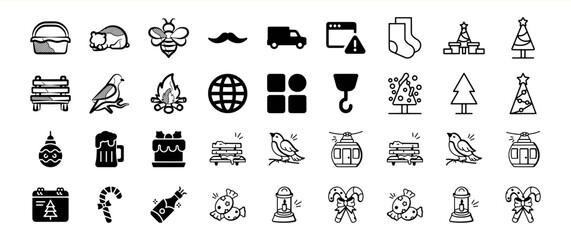 A collection of diverse icons representing various objects and concepts