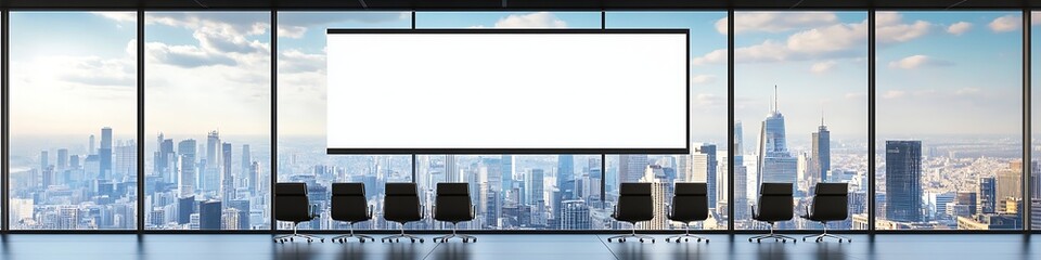 A business presentation with a large, clear screen and space for text at the top