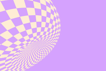 Optical illusion white checker 3d. Chess background time hole vector. Spiral line pattern deep trippy tunnel warp distort vortex, check psychedelic board.