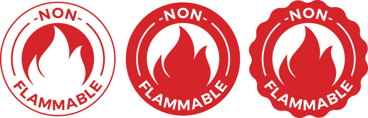 Non-Flammable Badge Design – Safety Label Vector Template Illustration