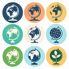 Obraz premium Globe silhouette collection, clean vector Earth icons for apps and branding.