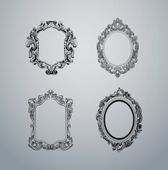 Set of Vintage Ornate Baroque Frames – Decorative Antique Mirror Frame Collection