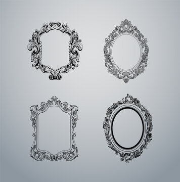 Set of Vintage Ornate Baroque Frames &ndash; Decorative Antique Mirror Frame Collection
