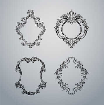 Set of Vintage Ornate Baroque Frames - Antique Mirror Frame Collection