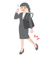 ストッキングが伝線して困る就活生のイラスト/Job-Hunting Woman Troubled by Run in Stockings