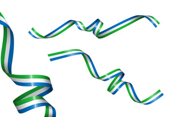 Set of flag ribbon with colors of Sierra Leone for independence day celebration decoration