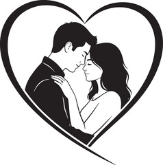 Couple Heart romantic lover  moment vector silhouette illustration