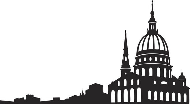Iconic architechture Skyline Silhouette  Vector Art
