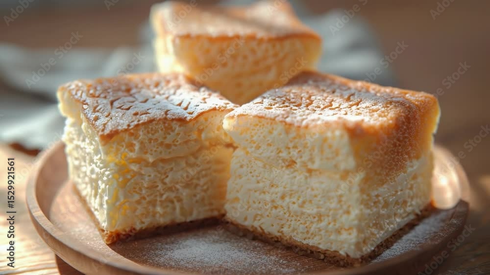 Poster A close-up view of a slice of cake sitting on a plate, ready to be devoured
