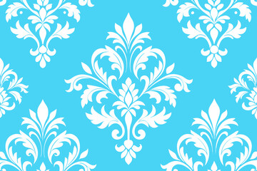 Fototapeta premium Seamless floral pattern: vintage flower vector illustration with ornate leaf and swirl decor for fabric tile texture design