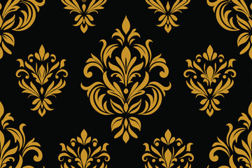 Seamless vintage golden floral damask pattern for wallpaper and textile design