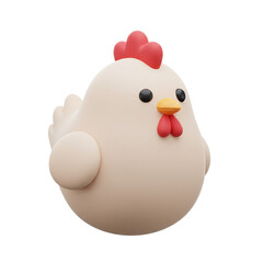 3D cartoon chicken toy on transparent background