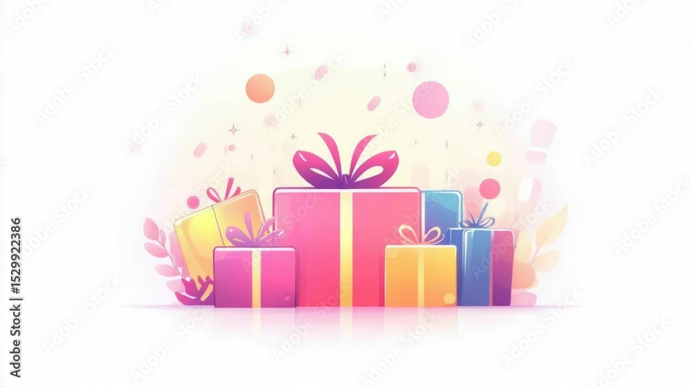 Aufkleber gift boxes stacked on top of each other, various sizes and shapes