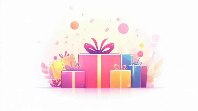 Gift boxes stacked on top of each other, various sizes and shapes