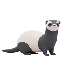 Obraz premium 3D cartoon ferret with long body and white face
