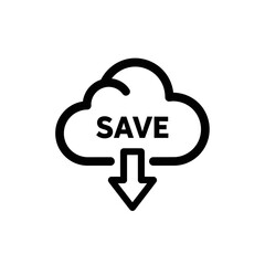 Cloud Save Icon with Downward Arrow in Minimalist Style  