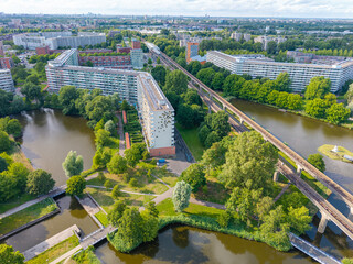 Aerial Shot of Bijlmer Neighborhood, Amsterdam-Zuidoost, Modernist Architecture and City Planning in a Multicultural District © Milos