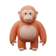 Obraz premium 3D cartoon orangutan with orange fur and long arms