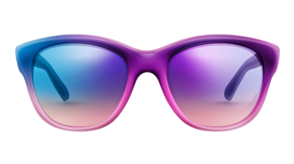 3D sunglasses icon with gradient lenses and glossy style, isolated on transparent background, PNG