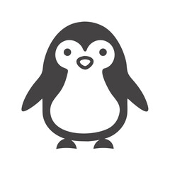 Fototapeta premium Black outline penguin icon on white background 