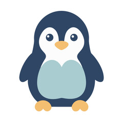 Naklejka premium Cute cartoon penguin standing on white background 