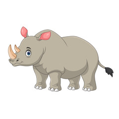 Cartoon rhino on white background