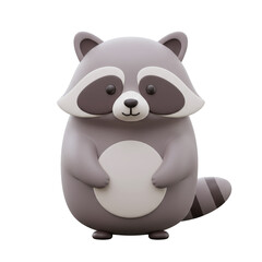 Naklejka premium 3D cartoon raccoon with striped tail and mask-like face