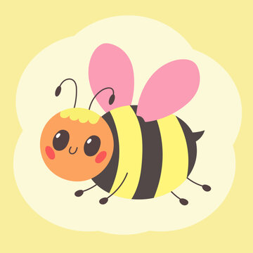 Smiling bee vector with expressive face and cute design.
 Great for crafting, nursery graphics, or learning visuals.