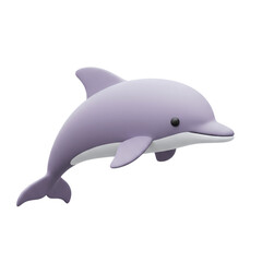 Fototapeta premium 3D cartoon dolphin with curved body jumping, isolated on transparent background