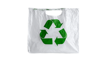 Eco-Friendly Shopping: A close-up of a reusable bag adorned with a vibrant green recycling symbol, a testament to the commitment to reduce, reuse and recycle.