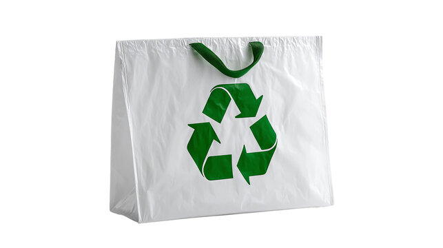 Eco-Friendly Tote: A sustainable shopping companion, featuring a prominent recycling symbol, symbolizing a commitment to environmental responsibility and conscientious consumerism.