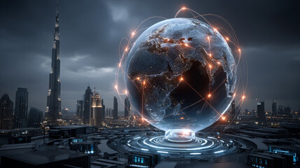Ai cloud technology concept Global network of metaverse systems exchange of information global business Megatrends on the Internet for Telecommunication