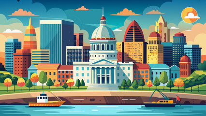 Jefferson City Missouri Downtown Skyline Missouri River State Capitol Building Stock Photo Very beautiful