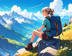 登山　山頂　風景