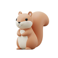 Fototapeta premium Cartoon squirrel standing upright, isolated on transparent background