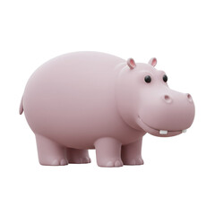 3D cartoon hippopotamus with rounded body and small ears