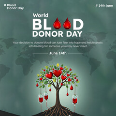 World Blood Donor Day Share Hope Donate Blood A Tree of Hearts Life Join the Lifesaving Cause June...