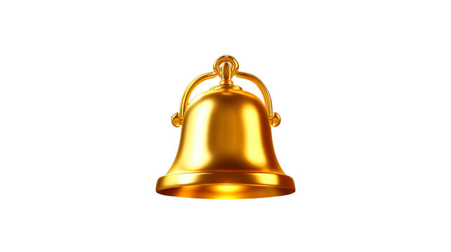 3D notification bell icon with golden hue and soft shine, floating design, transparent background, PNG - Powered by Adobe