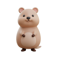 3d cute quokka cartoon standing