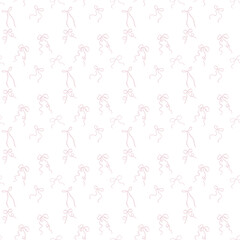 Seamless pattern with pink elegant bows on white background vector illustration. Cute white and pink print.
