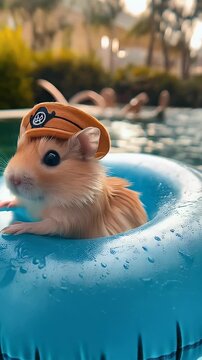 Hamster in swimming  pool