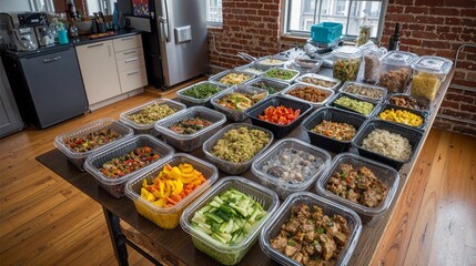 Variety of Meal Prep Containers on a Wooden Table