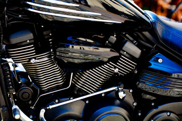 Close-up of a Black Motorcycle Engine (Yamaha XV1900 or Stryker)