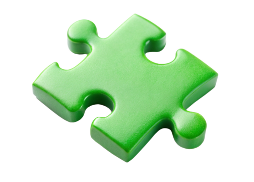 Plastic puzzle piece isolated on white background