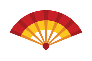 Traditional Chinese Hand Fan Illustration on White Background