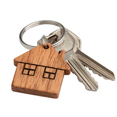 Wooden House Keyring with Keys Real Estate Symbol